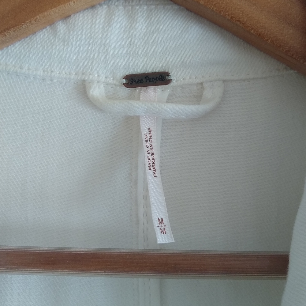 New FREE PEOPLE Oversized Long Blazer Opal White M Worn 1x - Picture 9 of 13